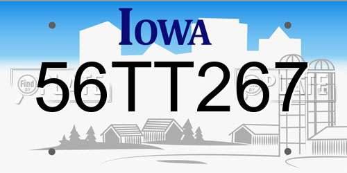 56TT267 Iowa License Plate