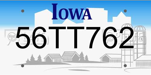 56TT762 Iowa License Plate