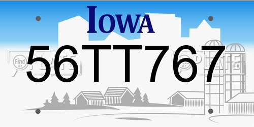 56TT767 Iowa License Plate