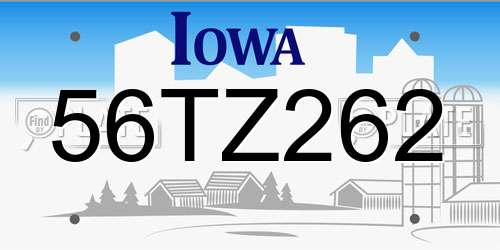56TZ262 Iowa License Plate