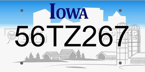 56TZ267 Iowa License Plate