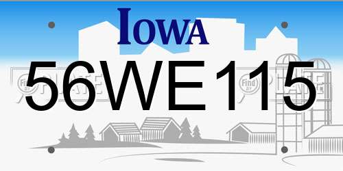 56WE115 Iowa License Plate