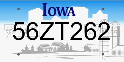 56ZT262 Iowa License Plate