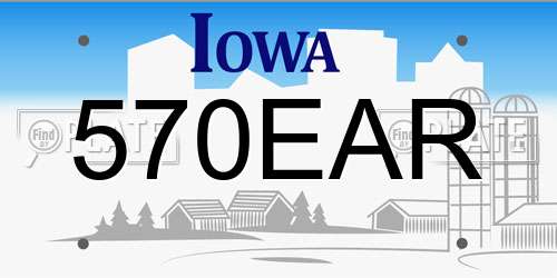 570EAR Iowa License Plate