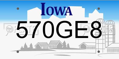 570GE8 Iowa License Plate