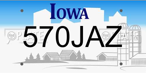 570JAZ Iowa License Plate