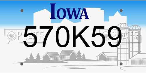 570K59 Iowa License Plate