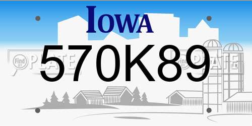 570K89 Iowa License Plate