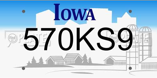 570KS9 Iowa License Plate