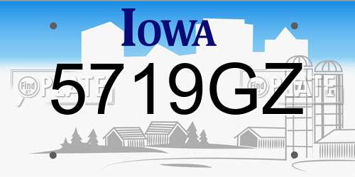 5719GZ Iowa License Plate