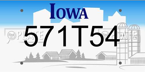 571T54 Iowa License Plate