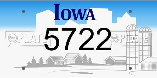 5722 Iowa License Plate