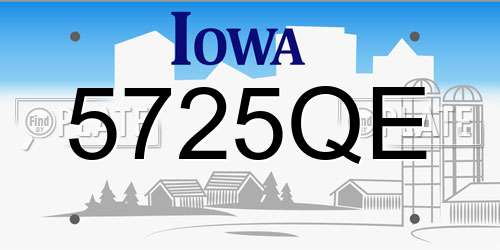 5725QE Iowa License Plate