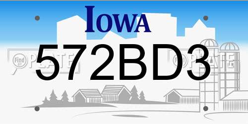 572BD3 Iowa License Plate