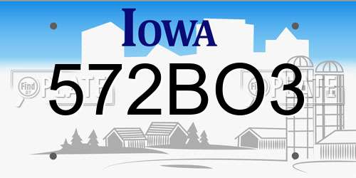 572BO3 Iowa License Plate
