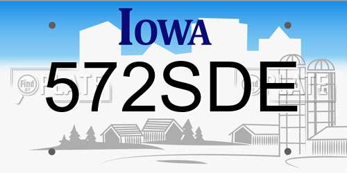 572SDE Iowa License Plate