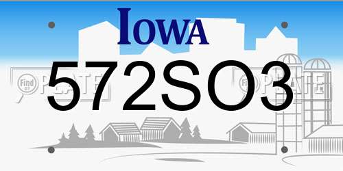 572SO3 Iowa License Plate