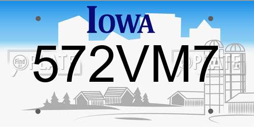 572VM7 Iowa License Plate