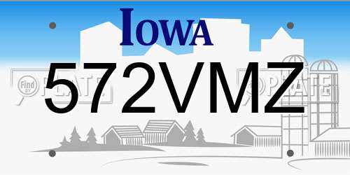 572VMZ Iowa License Plate