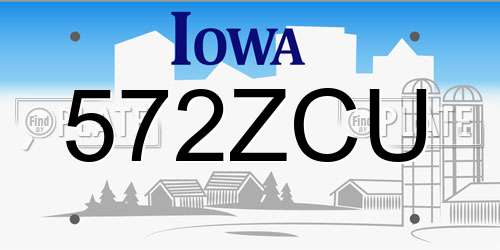 572ZCU Iowa License Plate