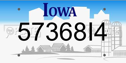 57368I4 Iowa License Plate