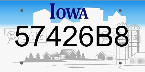 57426B8 Iowa License Plate