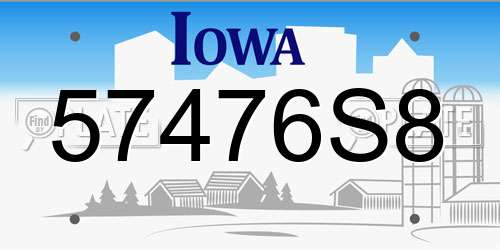 57476S8 Iowa License Plate
