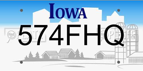 574FHQ Iowa License Plate