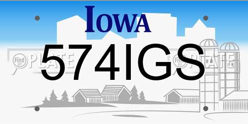 574IGS Iowa License Plate