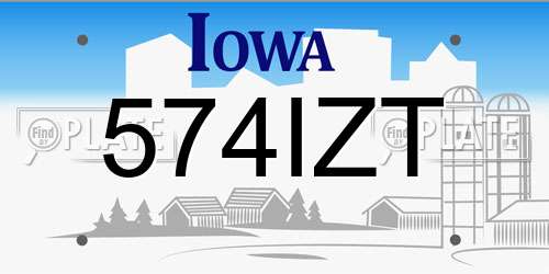 574IZT Iowa License Plate