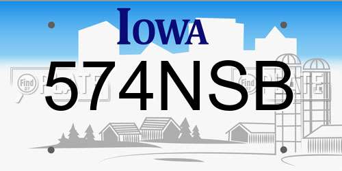 574NSB Iowa License Plate