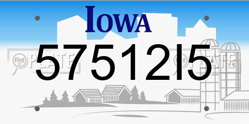 57512I5 Iowa License Plate