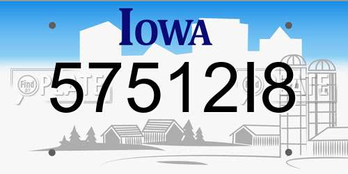 57512I8 Iowa License Plate