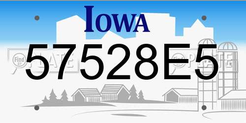 57528E5 Iowa License Plate