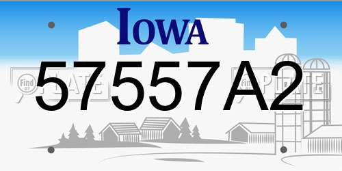 57557A2 Iowa License Plate