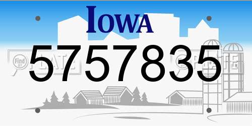 5757835 Iowa License Plate