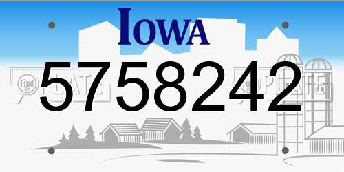 5758242 Iowa License Plate