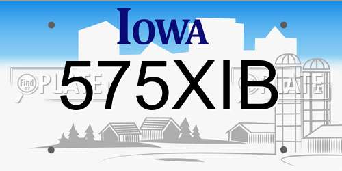 575XIB Iowa License Plate