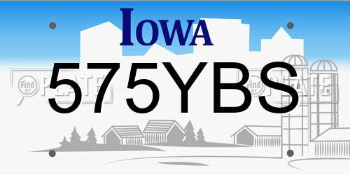 575YBS Iowa License Plate