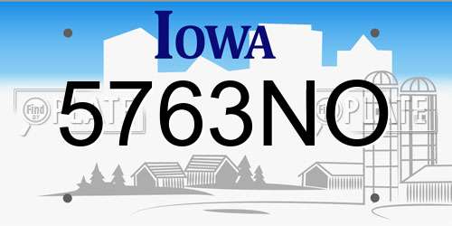 5763NO Iowa License Plate