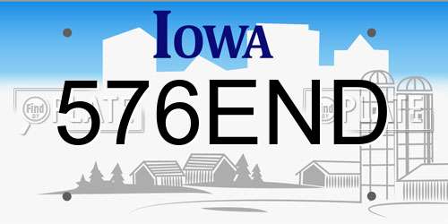 576END Iowa License Plate