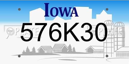 576K30 Iowa License Plate