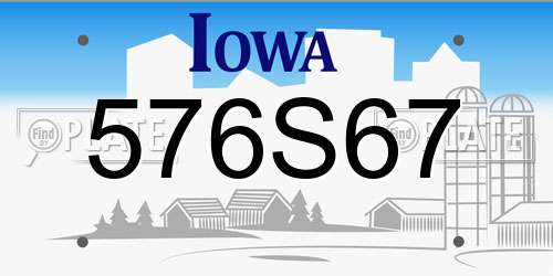 576S67 Iowa License Plate