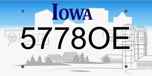 5778OE Iowa License Plate