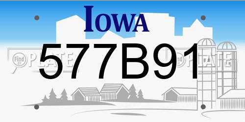 577B91 Iowa License Plate