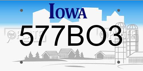 577BO3 Iowa License Plate