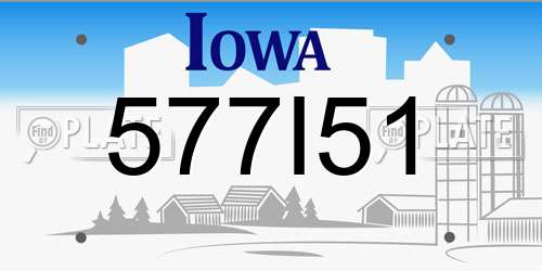 577I51 Iowa License Plate