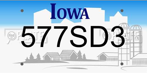 577SD3 Iowa License Plate