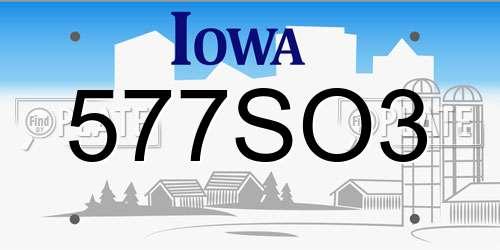 577SO3 Iowa License Plate
