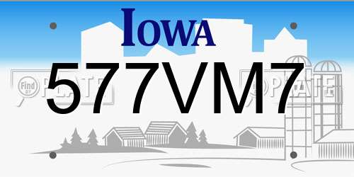 577VM7 Iowa License Plate
